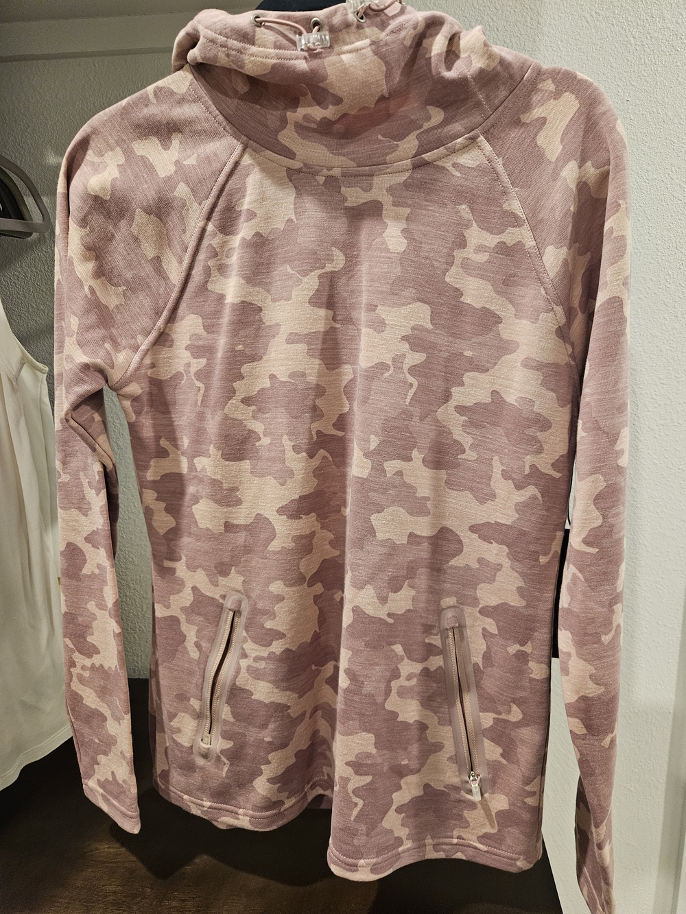 Kyodan Pink and Cream Camo Hooded Pullover Sweater